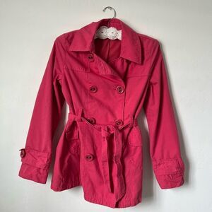 Tulle Button Front Tie Waist Jacket Pink Mod Style Size Medium
